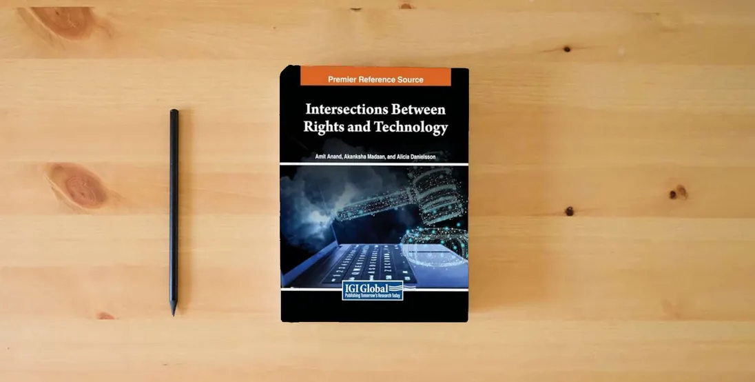 The book Intersections Between Rights and Technology} is on the table